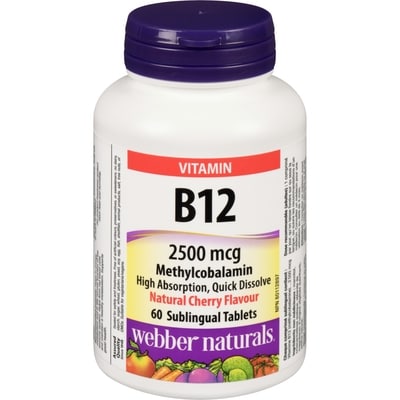 Webber Naturals Vitamin B12 2500 Mcg Natural Cherry Flavour 60 ea, $0.21/1ea