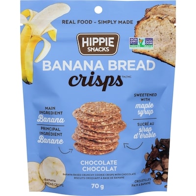 Hippie Snacks Banana Bread Crisps, Chocolate 70 g, $9.27/100g