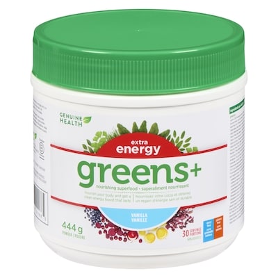 Genuine Health Greens+ Extra Energy Vanilla 444 g, $17.11/100g