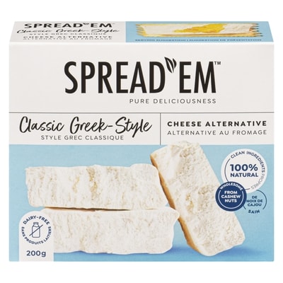 Spread 'Em Kitchen Co. Cheese Alternative Classic Greek-Style 200 g, $5.50/100g