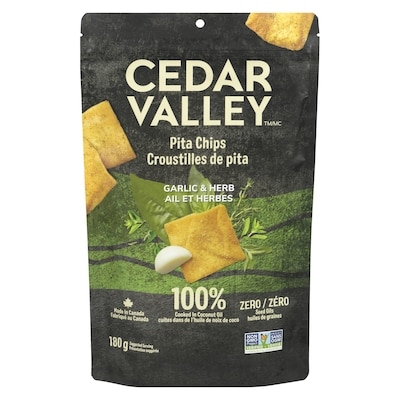 Cedar Valley Croustilles de pita ail et herbes 180 g, 3,05 $/100g