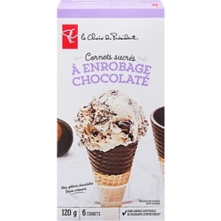 Cornets sucrés à enrobage chocolaté