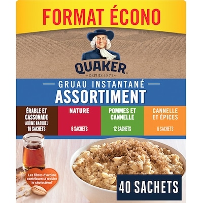 Quaker Gruau instantané assortiment format écono 1.54 kg, 1,43 $/100g