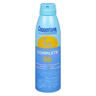 Coppertone Complete SPF 50 Spray Sunscreen 156 g, $10.90/100g