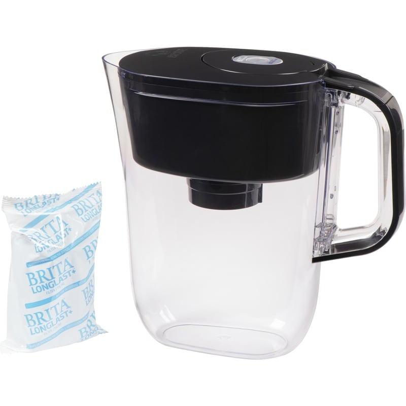 Small 6 Cup Denali Water Filter Pitcher with 1 Elite™ Filter, Made Without BPA, Black
