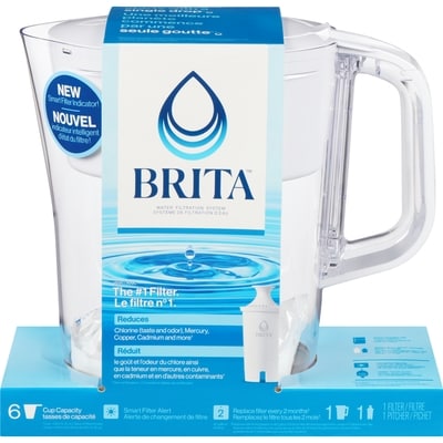 Brita Small 6 Cup Water Filter Pitcher with 1Standard Filter, Made Without BPA, Denali, White 1 ea, $29.00/1ea