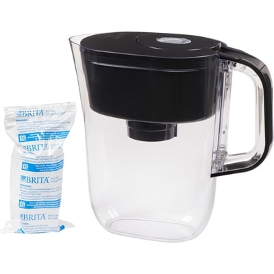 Small 6 Cup Water Filter Pitcher with 1 Standard Filter, Made Without BPA, Denali, Black