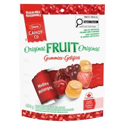Dare Bonbons naturellement aromatisés original fruit gummies mélangés 450 g, 1,33 $/100g