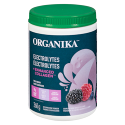 Organika Électrolytes + enhanced collagen poudre effervescente baies sauvages 360 g, 13,33 $/100g