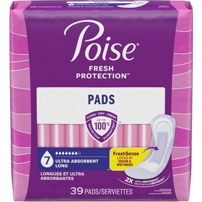 Poise Serviettes d’incontinence, ultra-absorption, longue 39 ea, 0,87 $/1ch