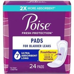 Incontinence Pads for Women/Bladder Leakage Pads/Bladder Control Pads, 7 Drop, Ultra Absorbency, Long Length, 24 Count