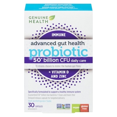 Genuine Health Advanced Gut Health Probiotic Immune + Vitamin D And Zinc 30 ea, $1.73/1ea