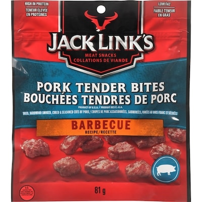 Jack Links Pork Tender Bites Barbecue Recipe 81 g, $9.25/100g