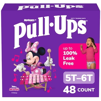 Huggies Pull-Ups Girls' Potty Training Pants, 5T-6T (46+ lbs), 48 Count 48 ea, $0.75/1ea