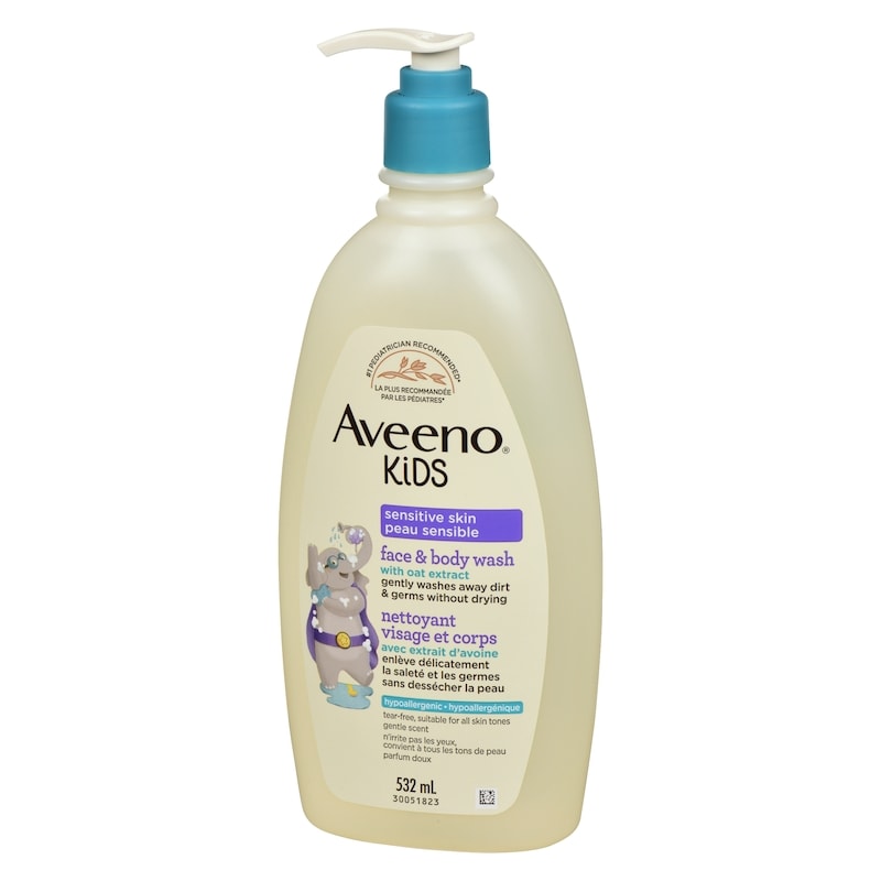 Kids Face Body Wash, Hypoallergenic, 2 in 1 Cleanser, Oat Formula, Sensitive Skin, Kids Shower Gel