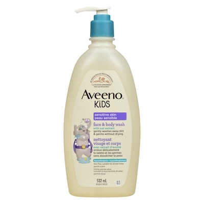Kids Face  Body Wash,  Hypoallergenic, 2 in 1 Cleanser, Oat Formula, Sensitive Skin, Kids Shower Gel