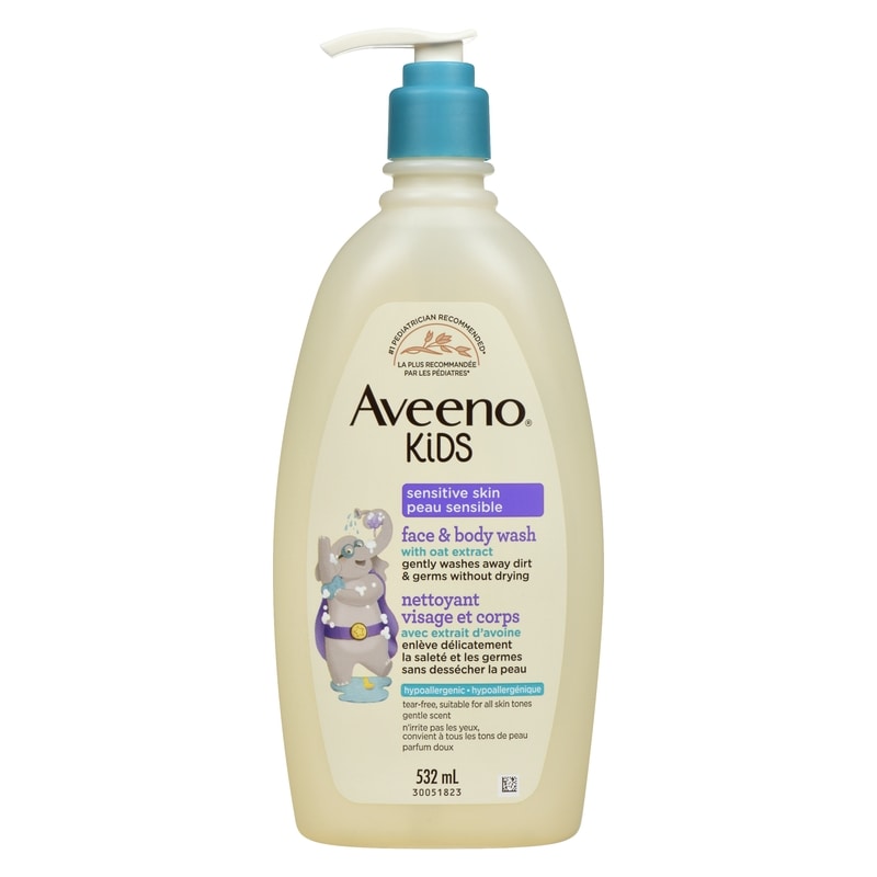 Kids Face Body Wash, Hypoallergenic, 2 in 1 Cleanser, Oat Formula, Sensitive Skin, Kids Shower Gel