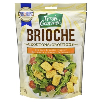 Fresh Gourmet Croûtons brioche sel marin et saveur de beurre 128 g, 3,90 $/100g