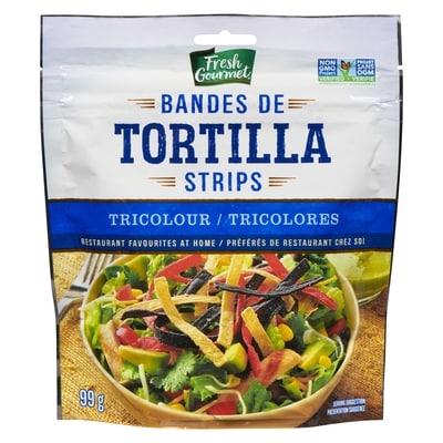 Fresh Gourmet Tortilla Strips Tri-Coloured 99 g, $4.84/100g