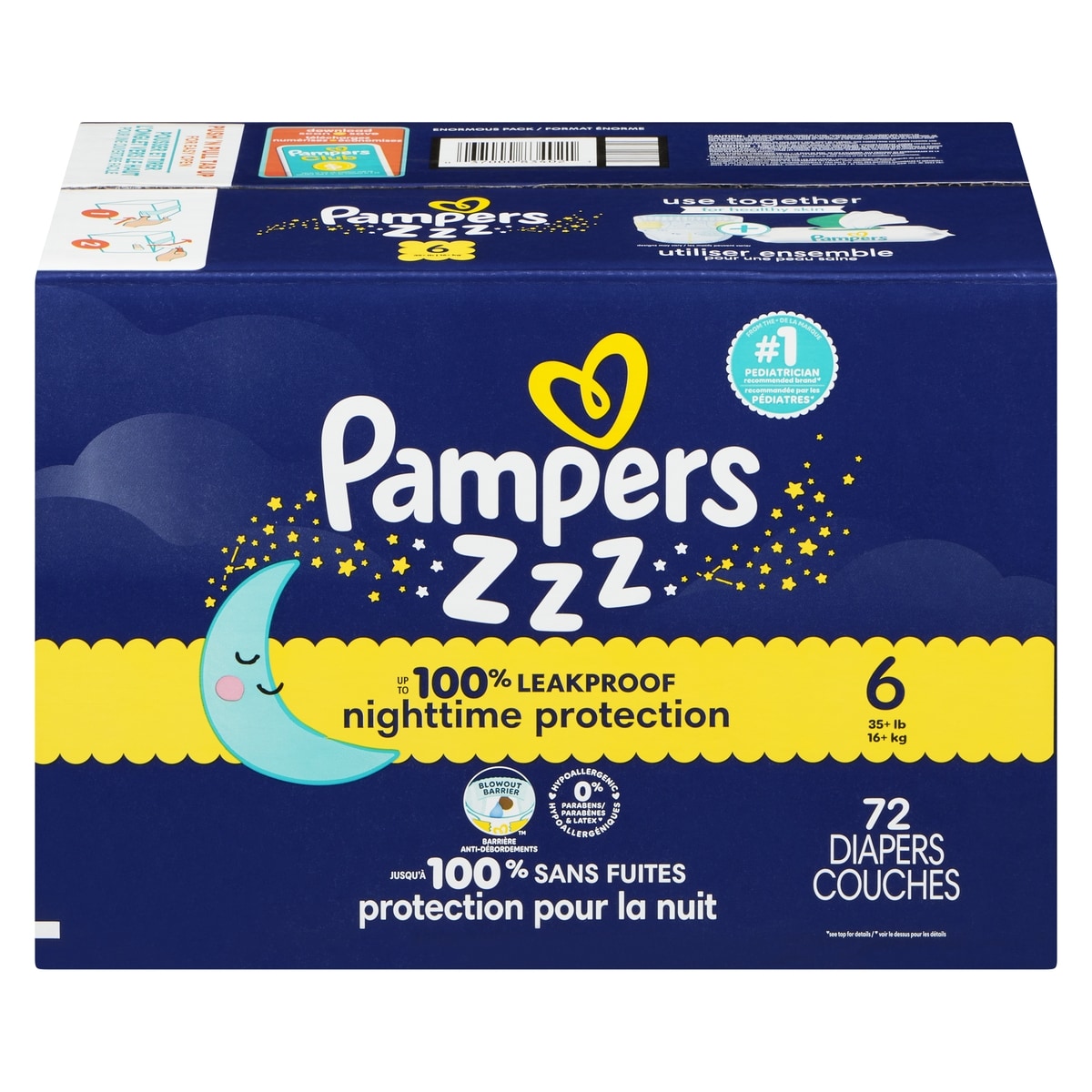 Pampers Swaddlers Overnight Diapers Size 6 72 Count 72 ea, $0.58/1ea