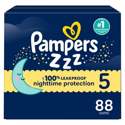 Pampers ZZZ Overnight Diapers, Size 5, 88 Count 88 ea, $0.45/1ea