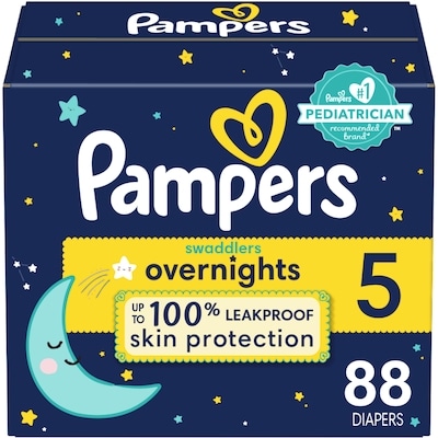 Pampers Swaddlers Overnight Diapers Size 5 88 Count 88 ea, $0.48/1ea