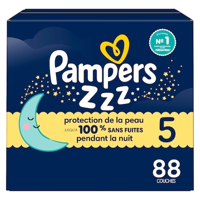 Pampers Couches Swaddlers Overnight, taille 5, 88 couches 88 ea, 0,45 $/1ch