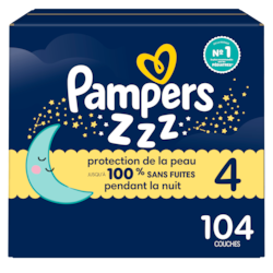 Pampers Couches de nuit ZZZ, taille 4, 104 couches 104 ea, 0,40 $/1ch