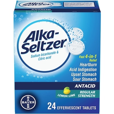 Alka Seltzer Antacid Heartburn Relief Effervescent Tablets, Lemon Lime Flavour 24 ea, $0.25/1ea
