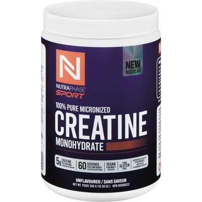 NutraPhase Sport Creatine Monohydrate Unflavoured 300 g, $14.33/100g