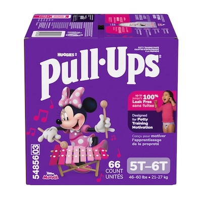 Huggies Sous-vêtements d’entraînement pour filles, 5T-6T (22,5 kg+ [50 livres+]), 66 sous-vêtements 66 ea, 0,56 $/1ch