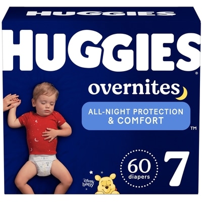 Huggies Overnites Nighttime Baby Diapers, Size 7 (41+ lbs), 60-Count 60 ea, $0.70/1ea