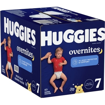 Couches pour bébé Overnites pour la nuit, taille&nbsp;7 (plus de 19&nbsp;kg [41&nbsp;livres]), 60&nbsp;unités