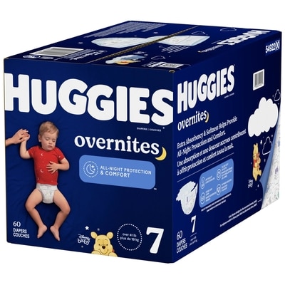 Couches pour bébé Overnites pour la nuit, taille&nbsp;7 (plus de 19&nbsp;kg [41&nbsp;livres]), 60&nbsp;unités