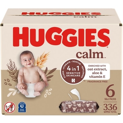 Huggies Calm Baby Wipes, Unscented, 6 Push Button Packs (336 Wipes Total) 336 ea, $0.07/1ea