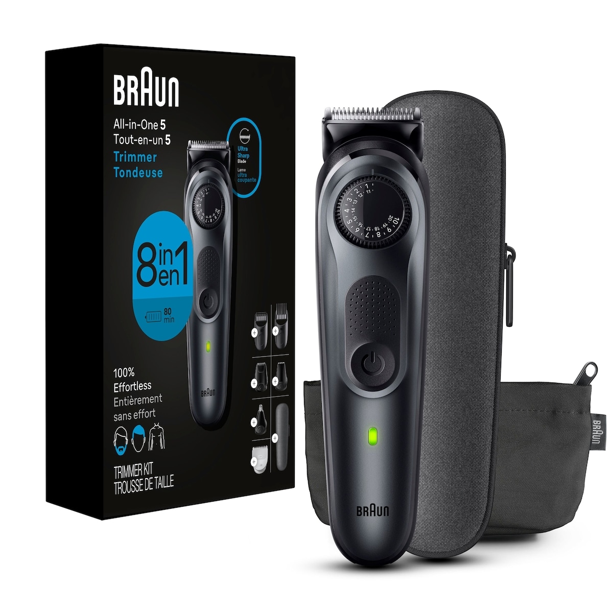 Braun Enswemble de tondeuse, 8-en-1, 100 % sans effort 1 ea, 73,99 $/1ch