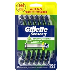 Sensitive Men's Disposable Razor, 12 Razors