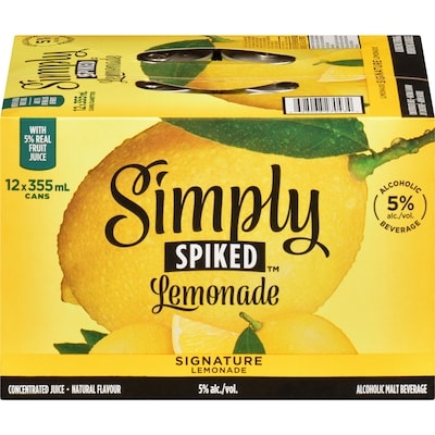 Simply Alcoholic Malt Beverage Signature Lemonade (ID required at pick-up) 12x355.0 ml, $0.65/100ml