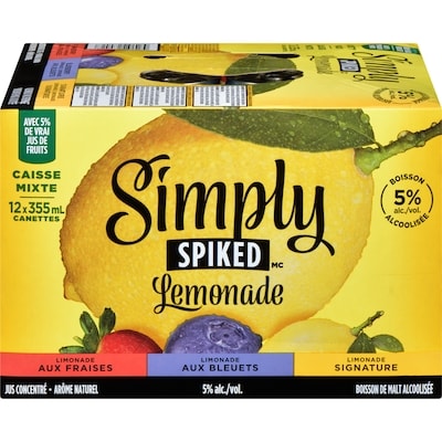 Simply Lemonade boisson de malt alcoolisée caisse mixte (Pièce d’identité requise au moment du ramassage) 355 ml, 0,65 $/100ml