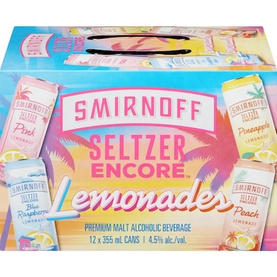 Smirnoff Seltzer Encore Premium Malt Alcoholic Beverage Lemonades (ID required at pick-up) 12x355.0 ml, $0.56/100ml