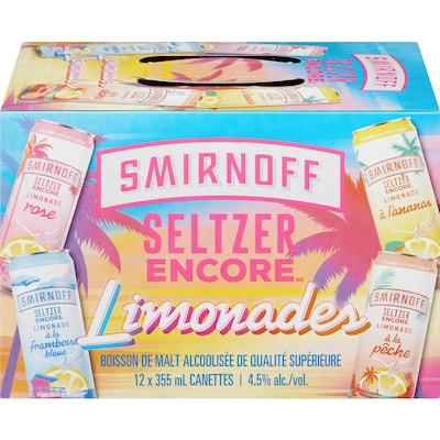 Smirnoff Seltzer encore boisson de malt alcoolisée de qualité supérieure limonades (Pièce d’identité requise au moment du ramassage) 12x355.0 ml, 0,56 $/100ml