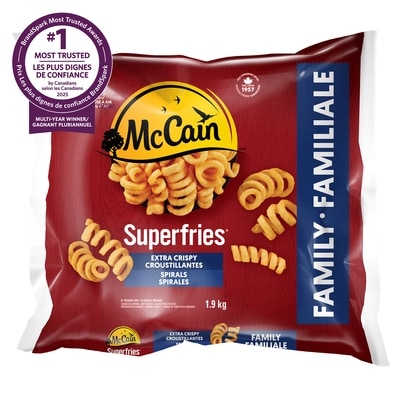 McCain Spirales extra croustillantes Superfriesᴹᴰ 1.9 kg, 0,68 $/100g