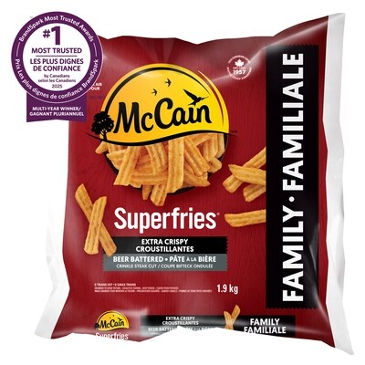 McCain Superfries Extra Crispy Crinkle Steak Cut Beer Battered Fries 1.9 kg, $0.68/100g