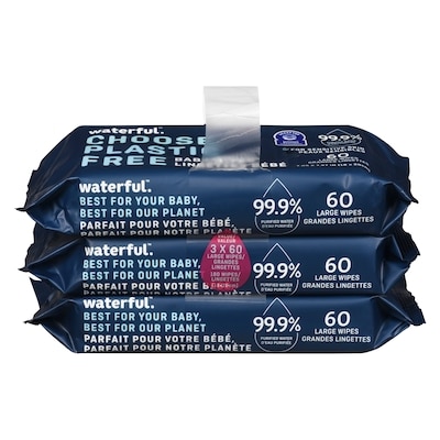 Waterful. Choose plastic free lingettes bébé valeur 180 ea, 0,07 $/1ch