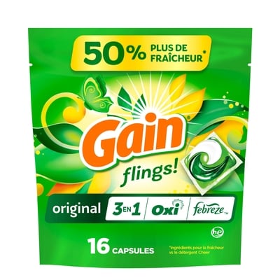 Gain Lessive en sachets avec amplificateurs d'arôme, 16 sachets 16 ea, 0,53 $/1ch