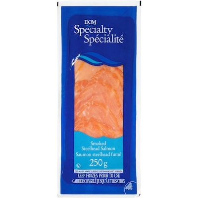 DOM Spécialité saumon steelhead fumé 250 g, 5,80 $/100g