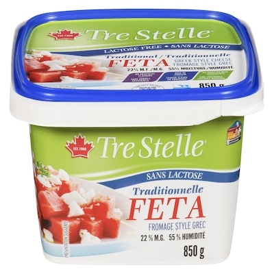 Tre Stelle Fromage style grec traditionnelle feta 22% m.g. 850 g, 2,70 $/100g