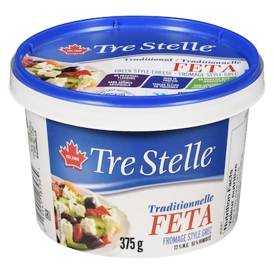 Tre Stelle Fromage style grec traditionnelle feta 22 % m.g. 375 g, 3,46 $/100g