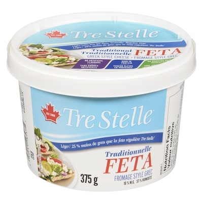 Tre Stelle Fromage style grec traditionnelle feta 16 % m.g. 375 g, 3,46 $/100g