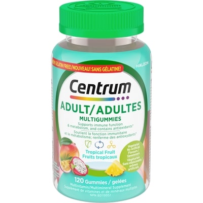 Centrum Adult MultiGummies Tropical Fruit Multivitamin and Multimineral Supplement, Pineapple-Mango, Dragonfruit, and Passionfruit Flavours, 120 count 120 ea, $0.19/1ea